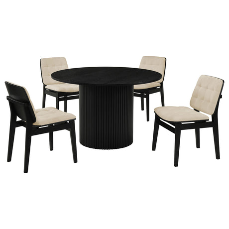 Hamlyn Black / Cream 5-Piece Round Wood Dining Set from Coaster - Luna Furniture