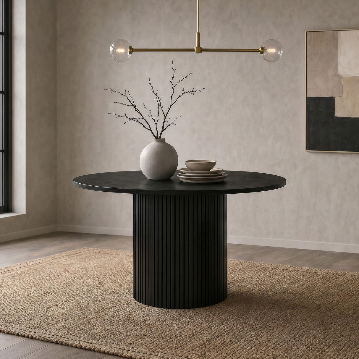 Hamlyn Black 43-inch Round Wood Dining Room Table from Coaster - Luna Furniture