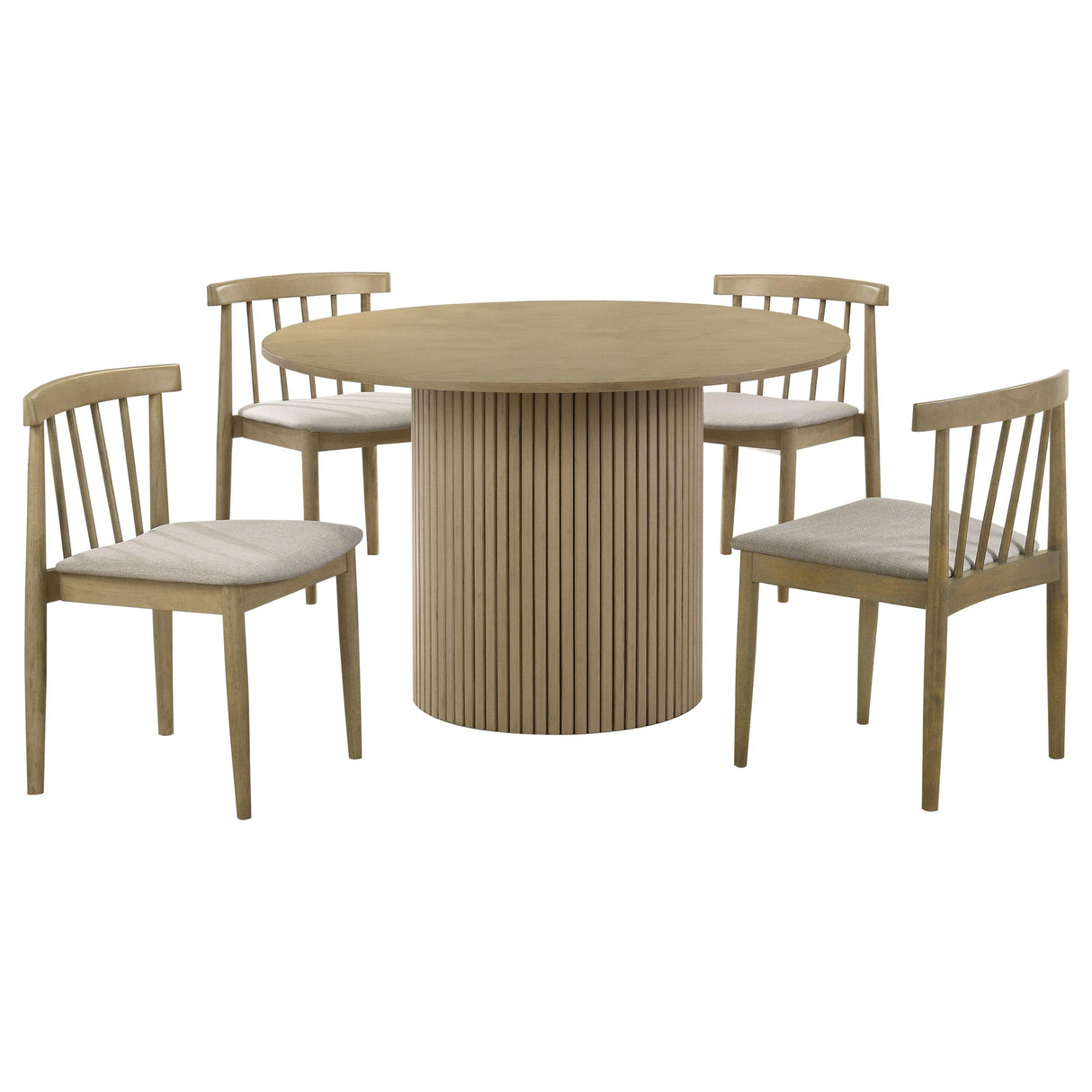 Hamlyn Wheat and Natural Oak 5-Piece Round Wood Dining Set from Coaster - Luna Furniture