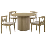 Hamlyn Wheat and Natural Oak 5-Piece Round Wood Dining Set from Coaster - Luna Furniture