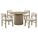 Hamlyn Cream and Natural Oak 5-Piece Round Wood Dining Set from Coaster - Luna Furniture