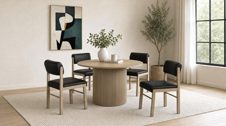 Hamlyn Black and Natural Oak 5-Piece Round Wood Dining Set from Coaster - Luna Furniture