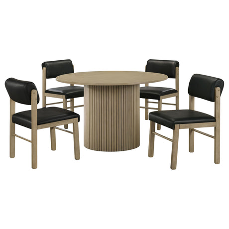 Hamlyn Black and Natural Oak 5-Piece Round Wood Dining Set from Coaster - Luna Furniture