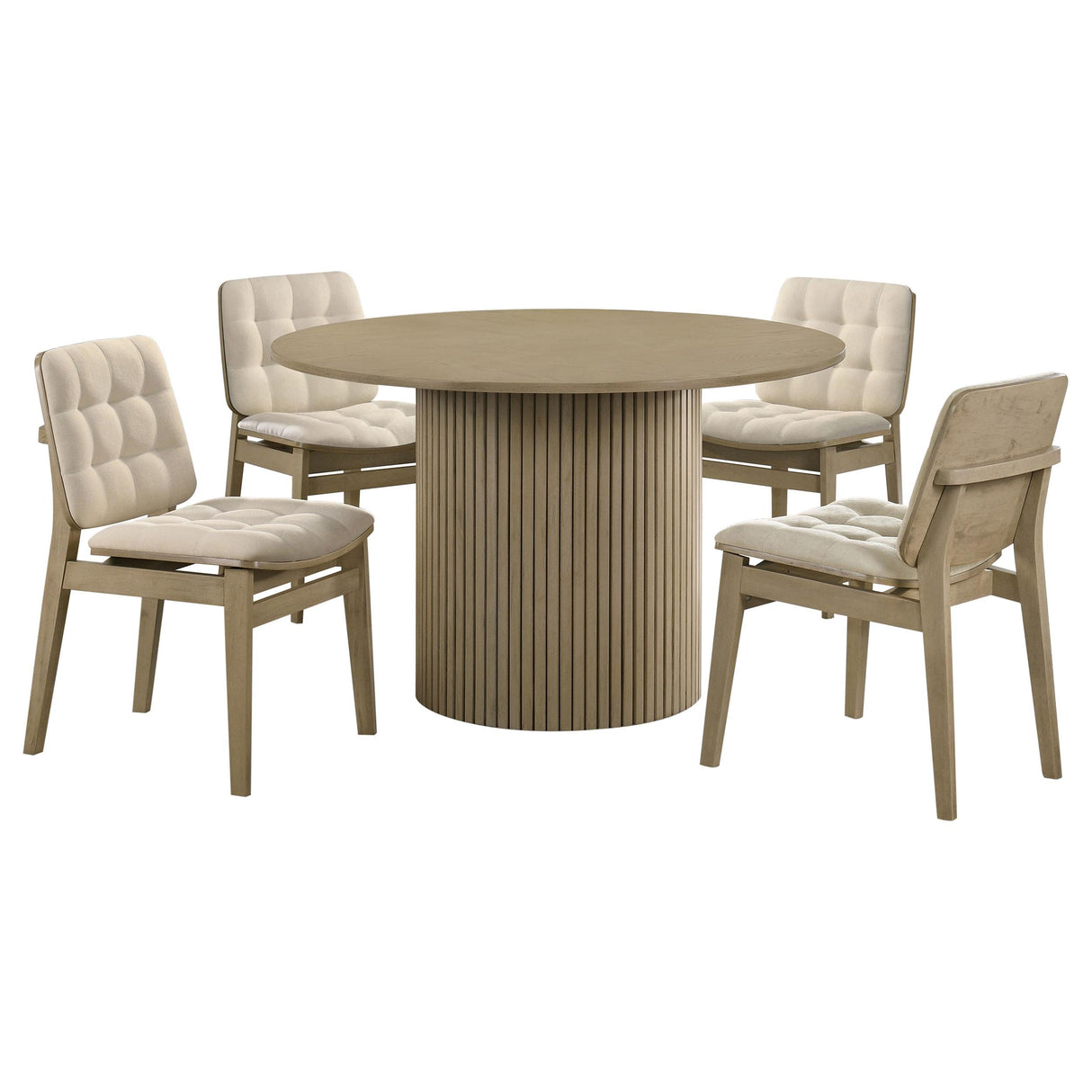 Hamlyn Cream and Natural Oak 5-Piece Round Wood Dining Set from Coaster - Luna Furniture