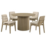 Hamlyn Cream and Natural Oak 5-Piece Round Wood Dining Set from Coaster - Luna Furniture