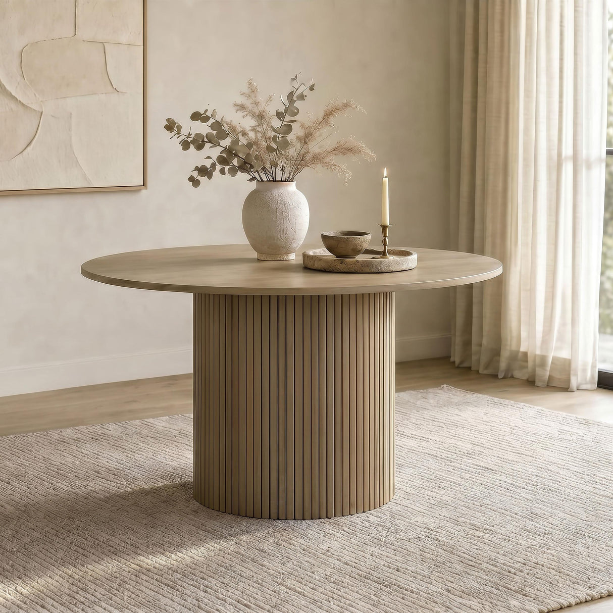 Hamlyn Natural Oak 43-inch Round Wood Dining Room Table from Coaster - Luna Furniture