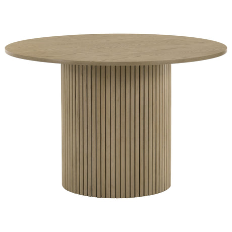 Hamlyn Natural Oak 43-inch Round Wood Dining Room Table from Coaster - Luna Furniture