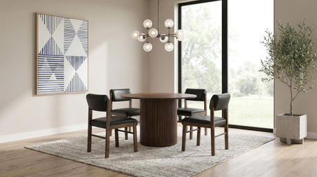 Hamlyn Walnut / Black 5-Piece Round Wood Dining Set from Coaster - Luna Furniture
