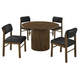 Hamlyn Walnut / Black 5-Piece Round Wood Dining Set from Coaster - Luna Furniture