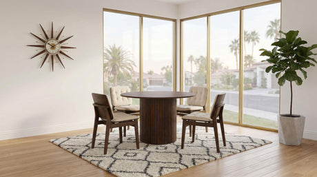Hamlyn Walnut/ Cream 5-Piece Round Wood Dining Set from Coaster - Luna Furniture