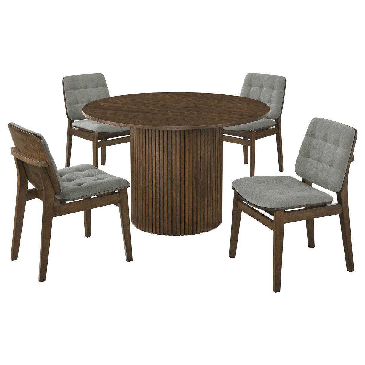 Hamlyn Walnut/ Gray 5-Piece Round Wood Dining Set from Coaster - Luna Furniture