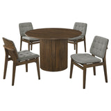 Hamlyn Walnut/ Gray 5-Piece Round Wood Dining Set from Coaster - Luna Furniture