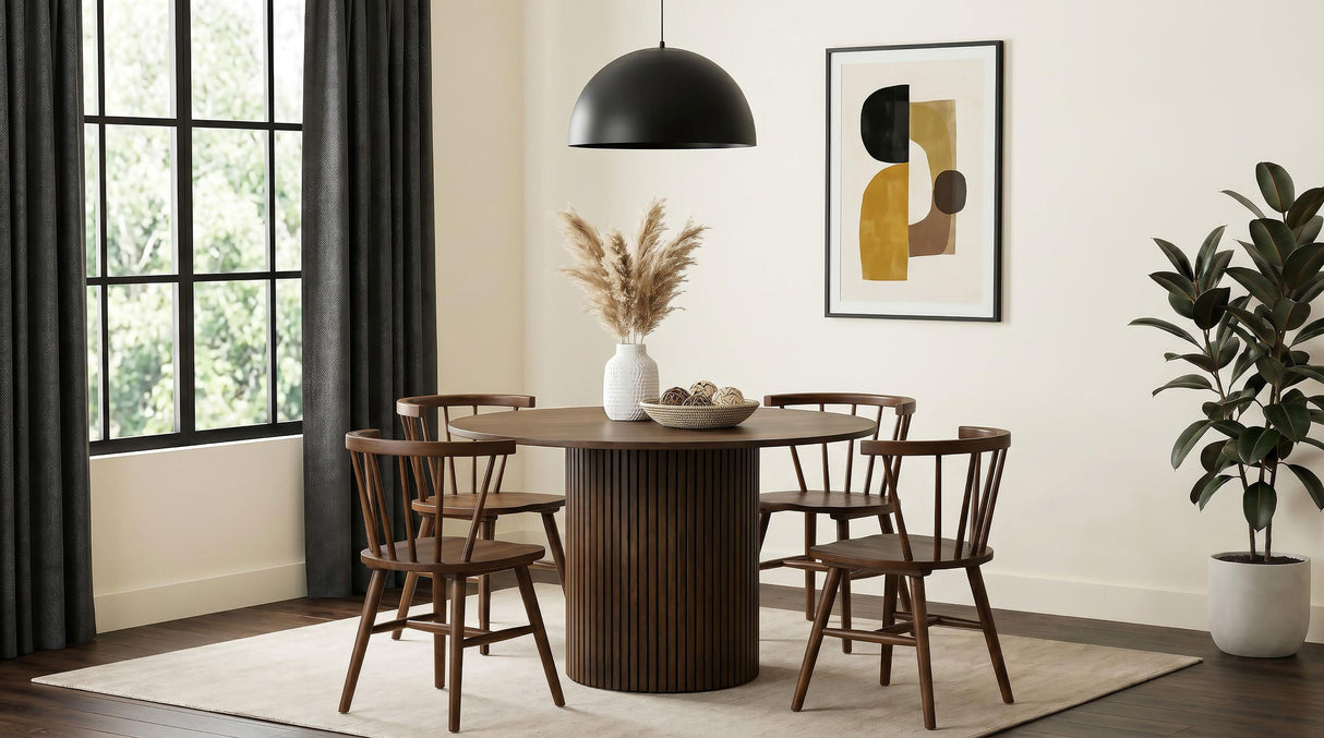 Hamlyn Walnut 43-inch Round Wood Dining Room Table from Coaster - Luna Furniture