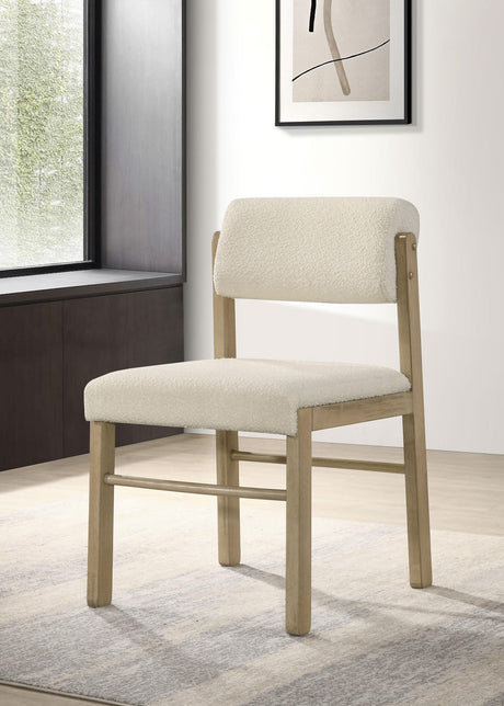 Kehoe Cream/Natural Oak Upholstered Dining Side Chair, Set of 2 from Coaster - Luna Furniture