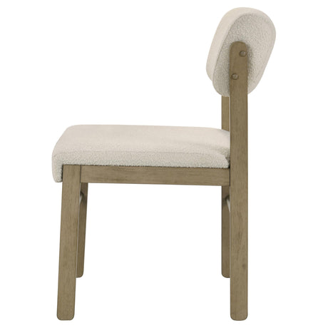 Kehoe Cream/Natural Oak Upholstered Dining Side Chair, Set of 2 from Coaster - Luna Furniture