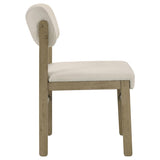 Kehoe Cream/Natural Oak Upholstered Dining Side Chair, Set of 2 from Coaster - Luna Furniture