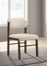 Kehoe Walnut/Cream Upholstered Dining Side Chair, Set of 2 from Coaster - Luna Furniture