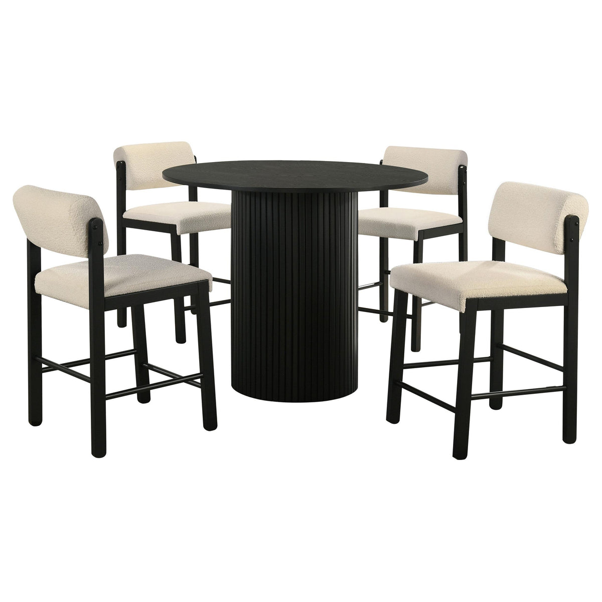 Hamlyn Black/Cream 5-Piece Round Wood Counter Height Set from Coaster - Luna Furniture