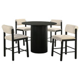Hamlyn Black/Cream 5-Piece Round Wood Counter Height Set from Coaster - Luna Furniture