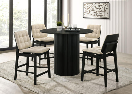 Hamlyn Black / Cream 5-piece Round Wood Counter Height Dining Set Cream and from Coaster - Luna Furniture