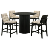 Hamlyn Black / Cream 5-piece Round Wood Counter Height Dining Set Cream and from Coaster - Luna Furniture