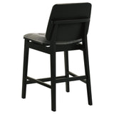 Hamlyn Black counter stool, upholstered back and seat, rear three-quarter view