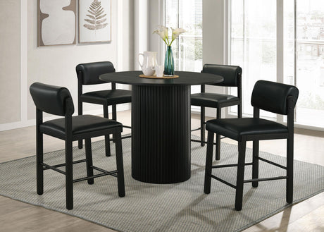 Hamlyn Black 43-inch Round Wood Counter Height Dining Table from Coaster - Luna Furniture