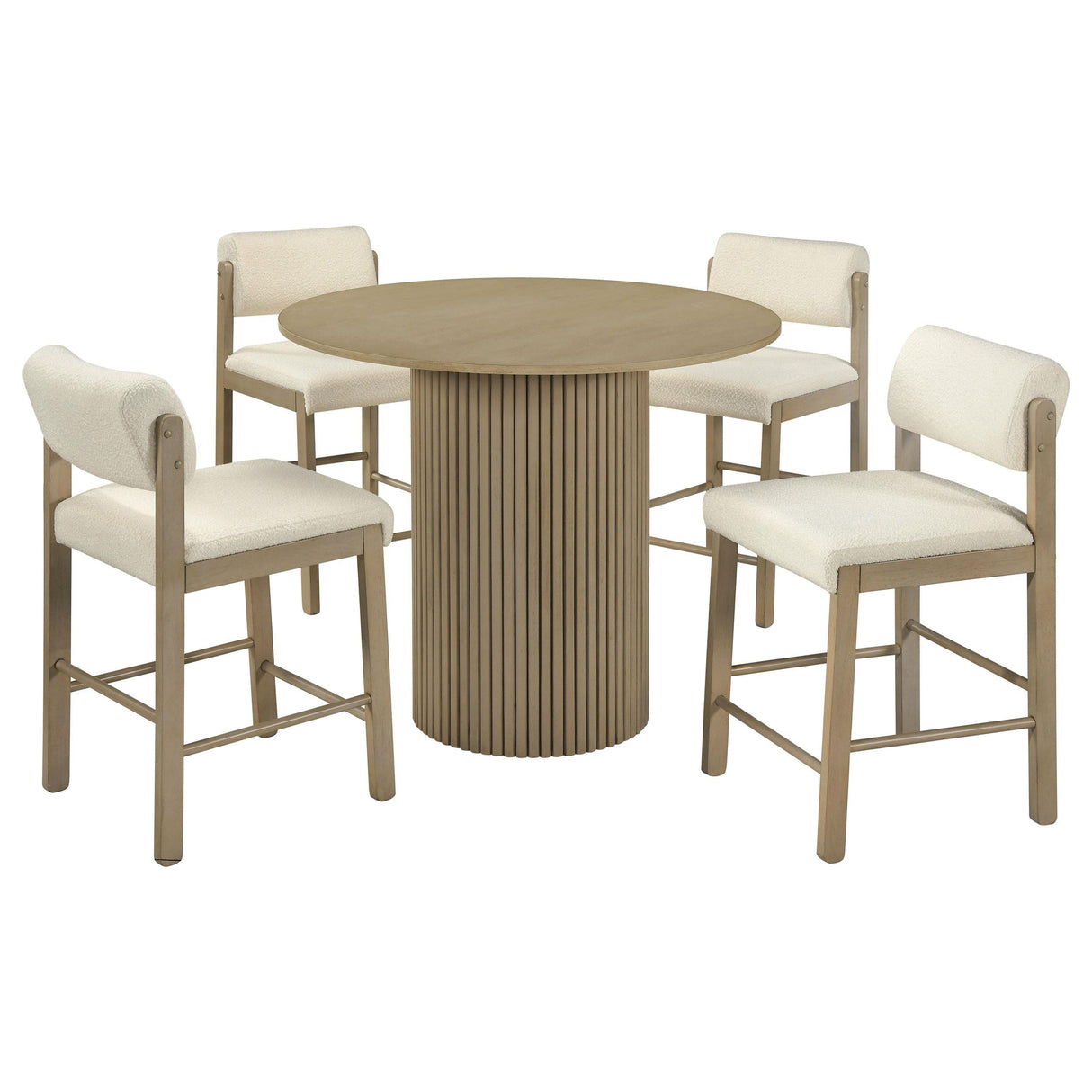 Hamlyn Cream and Natural Oak 5-Piece Round Wood Counter Height Dining Set from Coaster - Luna Furniture