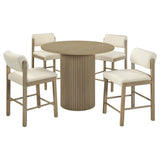 Hamlyn Cream and Natural Oak 5-Piece Round Wood Counter Height Dining Set from Coaster - Luna Furniture