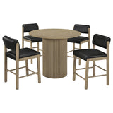 Hamlyn Black and Natural Oak 5-Piece Round Wood Counter Height Set from Coaster - Luna Furniture