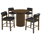 Hamlyn Walnut / Black 5-Piece Round Wood Counter Height Set from Coaster - Luna Furniture