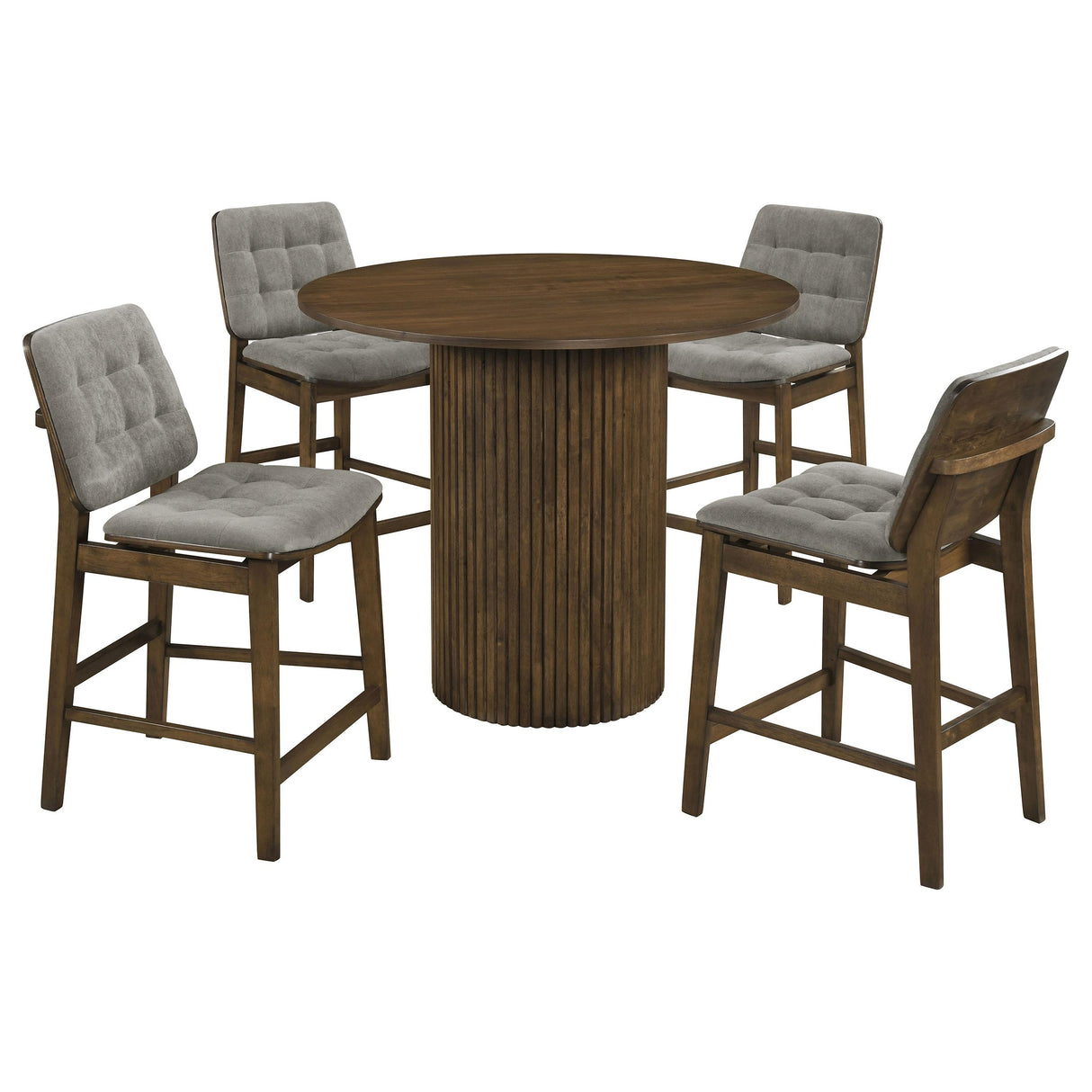 Hamlyn Walnut / Gray 5-Piece Round Wood Counter Height Set from Coaster - Luna Furniture