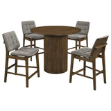 Hamlyn Walnut / Gray 5-Piece Round Wood Counter Height Set from Coaster - Luna Furniture