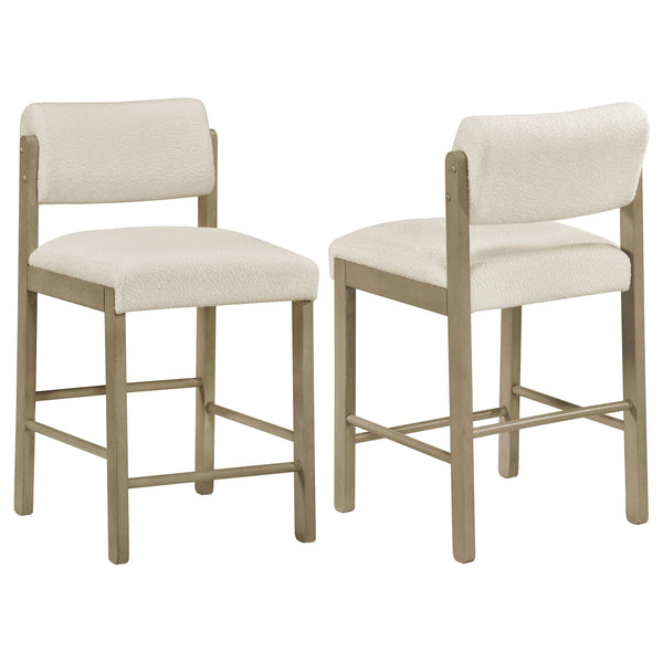 Kehoe Cream and Natural Oak Upholstered Counter Height Chair, Set of 2