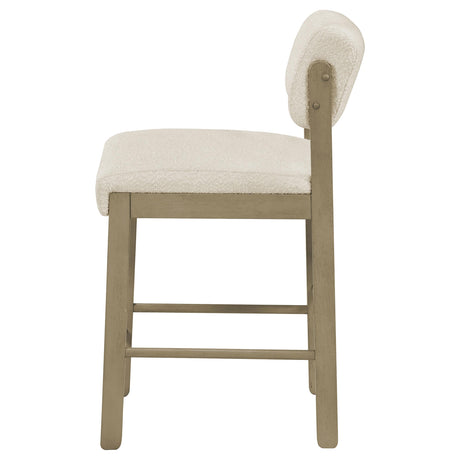 Kehoe Cream and Natural Oak Upholstered Counter Height Chair, Set of 2 from Coaster - Luna Furniture