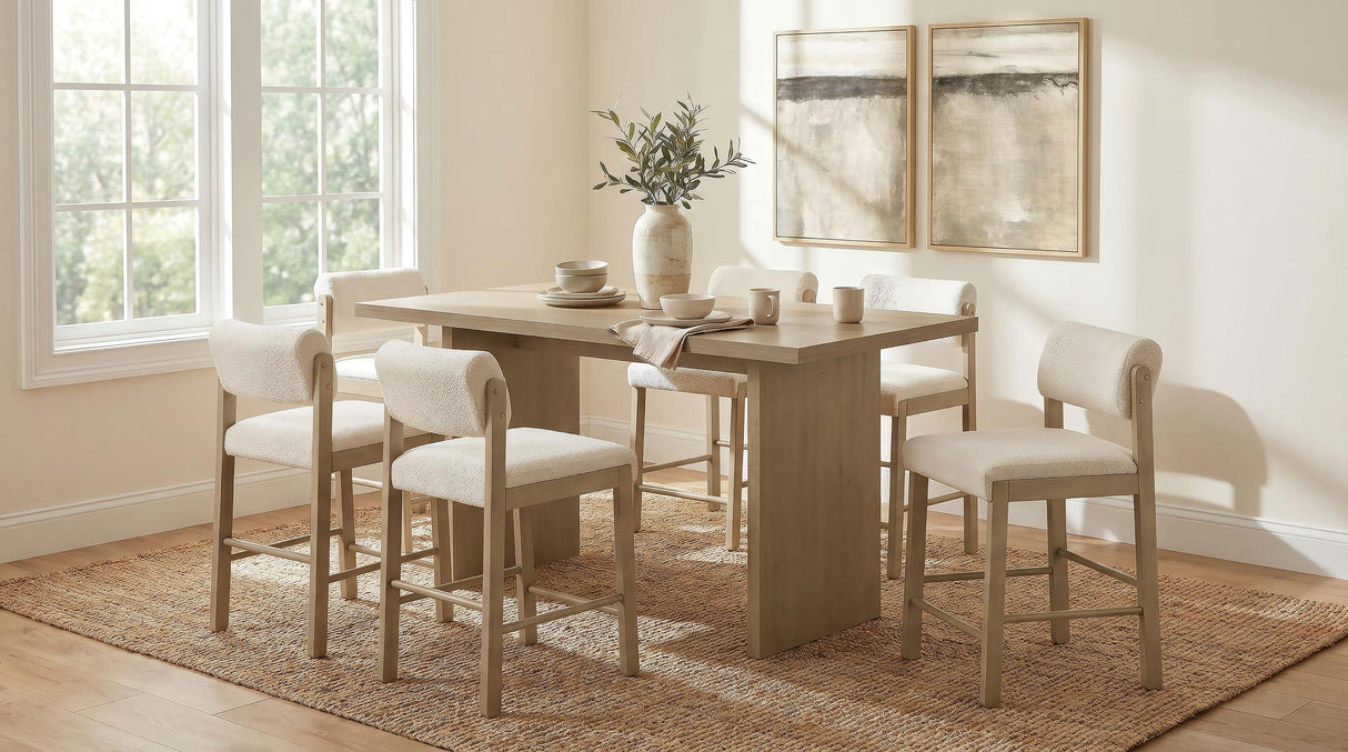 Kehoe Cream and Natural Oak Upholstered Counter Height Chair, Set of 2 from Coaster - Luna Furniture