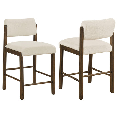 Kehoe Walnut / Cream Upholstered Counter Height Chair, Set of 2 from Coaster - Luna Furniture