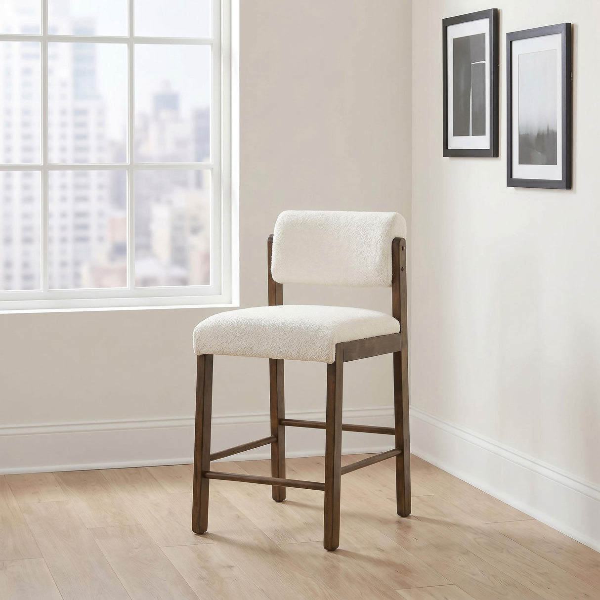 Kehoe Walnut / Cream Upholstered Counter Height Chair, Set of 2 from Coaster - Luna Furniture