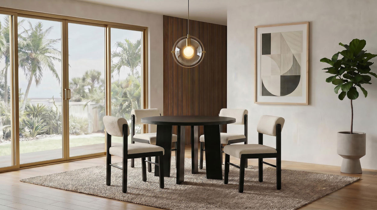 Strouse Black 47-inch Round Wood Dining Room Table from Coaster - Luna Furniture