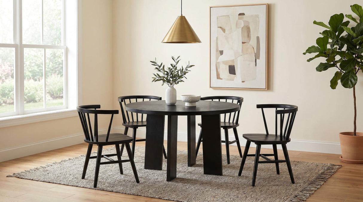 Strouse Black 47-inch Round Wood Dining Room Table from Coaster - Luna Furniture
