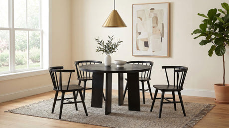 Strouse Black 47-inch Round Wood Dining Room Table from Coaster - Luna Furniture