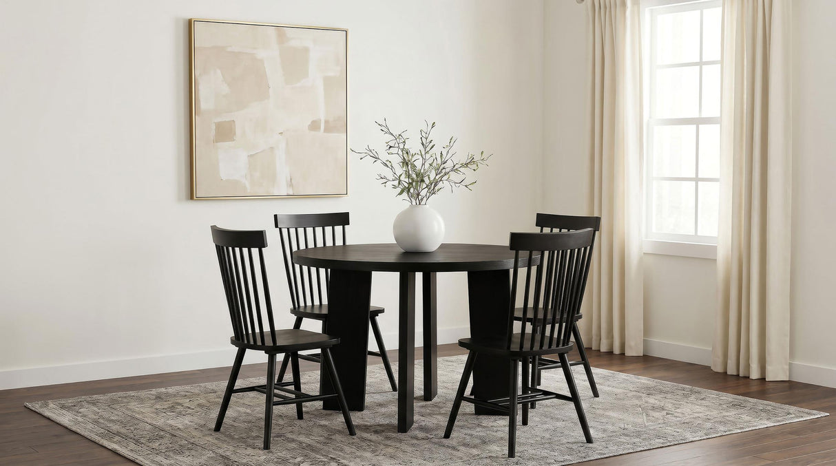 Strouse Black 47-inch Round Wood Dining Room Table from Coaster - Luna Furniture
