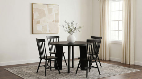 Strouse Black 47-inch Round Wood Dining Room Table from Coaster - Luna Furniture