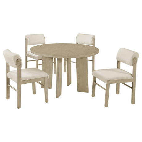 Strouse Cream and Natural Oak 5-Piece Dining Set from Coaster - Luna Furniture