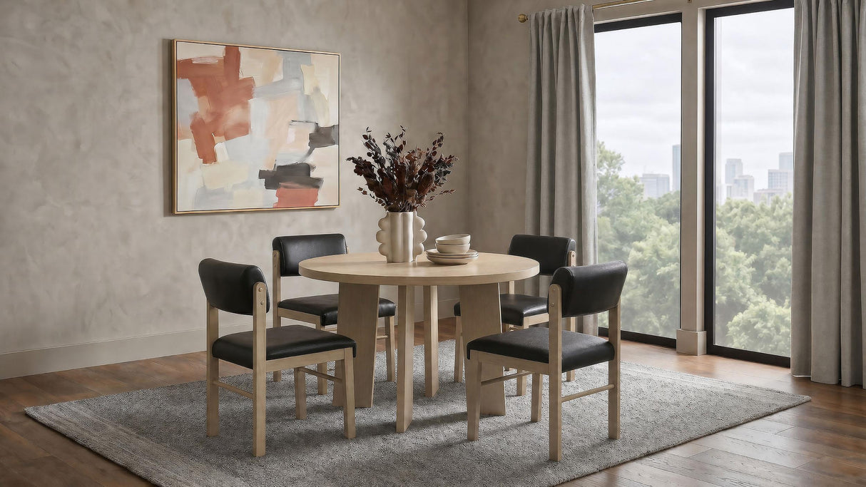 Strouse Black and Natural Oak 5-Piece Dining Set from Coaster - Luna Furniture
