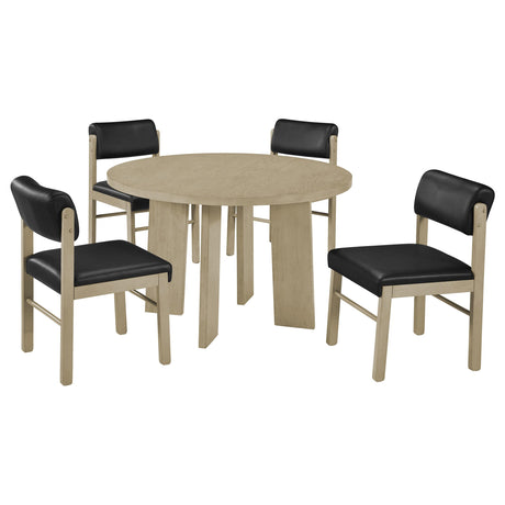 Strouse Black and Natural Oak 5-Piece Dining Set from Coaster - Luna Furniture