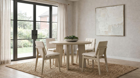 Strouse Cream and Natural Oak 5-Piece Dining Set from Coaster - Luna Furniture