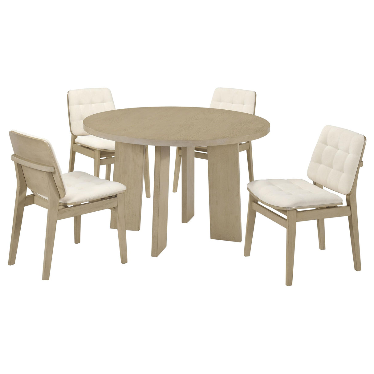 Strouse Cream and Natural Oak 5-Piece Dining Set from Coaster - Luna Furniture