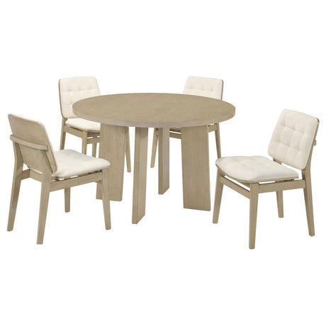 Strouse Cream and Natural Oak 5-Piece Dining Set from Coaster - Luna Furniture