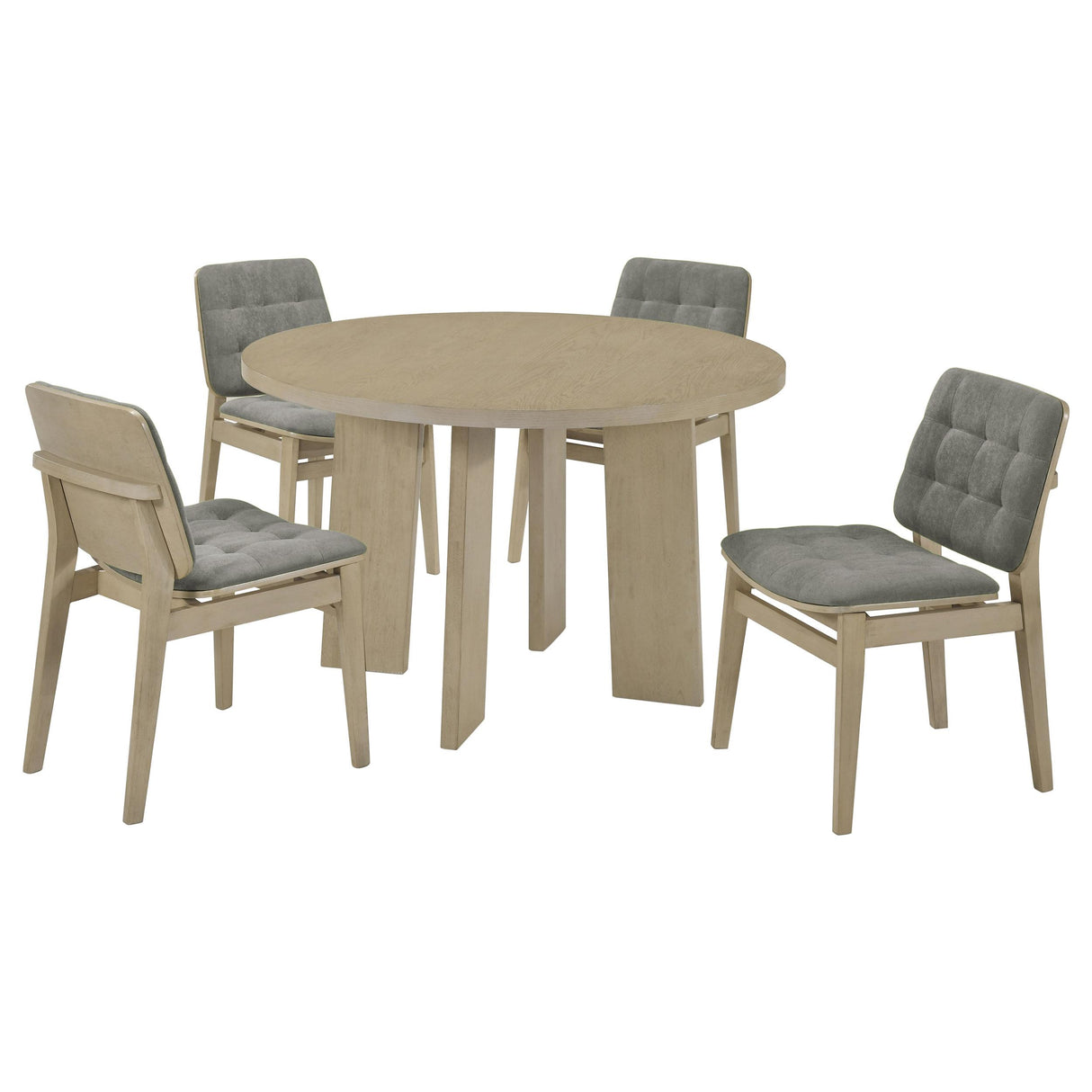 Strouse Gray and Natural Oak 5-Piece Dining Set from Coaster - Luna Furniture